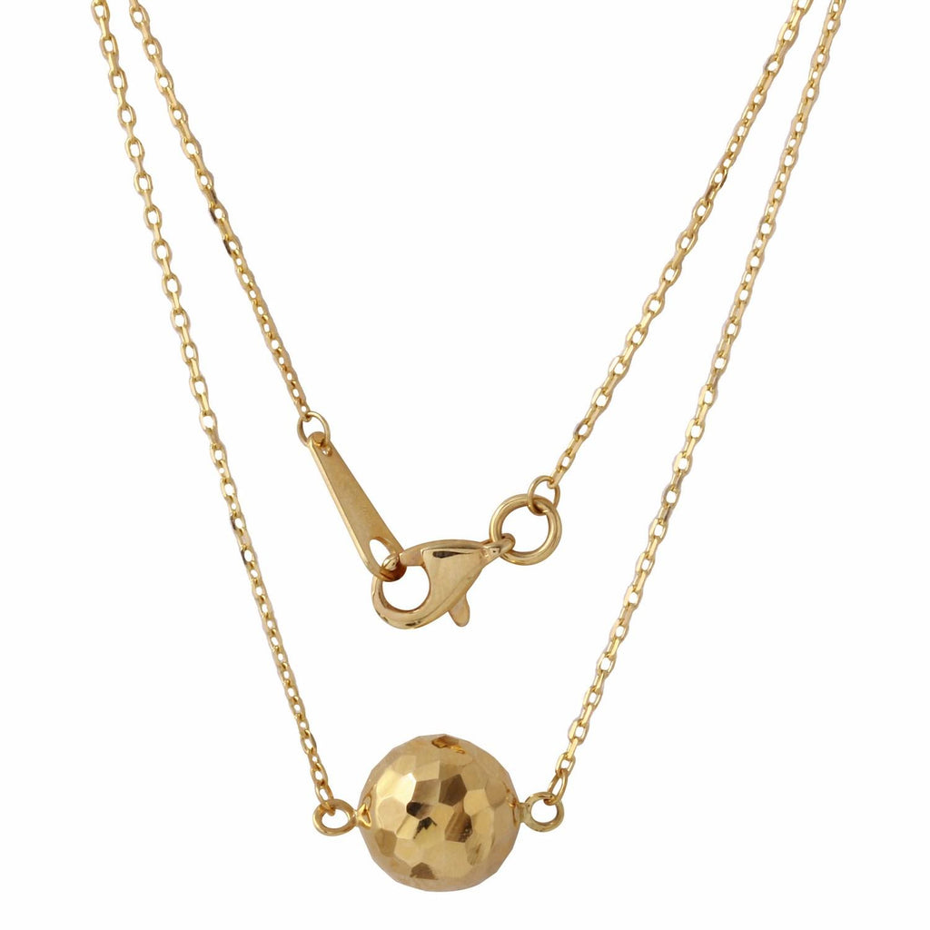 14k Yellow Gold D-cut Disco Ball Pendant Necklace,size: 18"