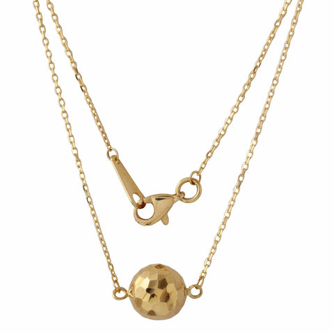 14k Yellow Gold D-cut Disco Ball Pendant Necklace,size: 18"