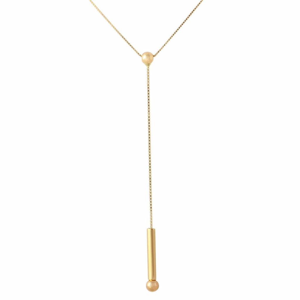 14k Italian Yellow Gold Box Chain With Dangling Pin Pendant Necklace,size: 16"