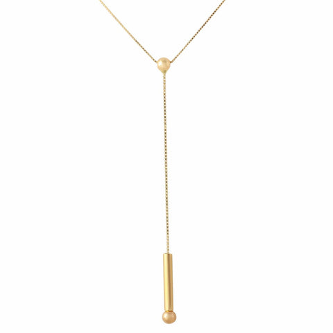 14k Italian Yellow Gold Box Chain With Dangling Pin Pendant Necklace,size: 16"