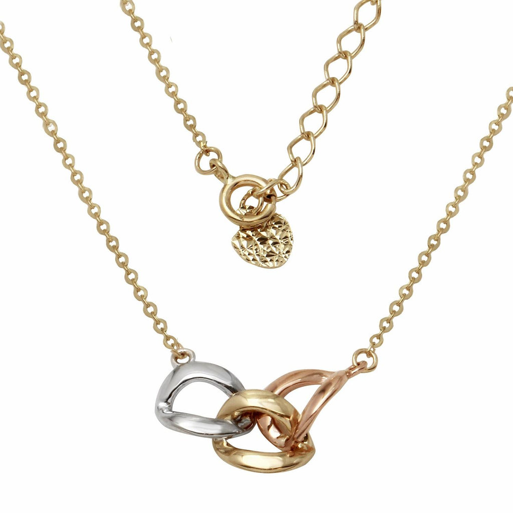 14k Yellow Gold Chain With White,size: Yellow And Rose Gold Entwined Chains Adjustable Necklace,size: 16" To 18"