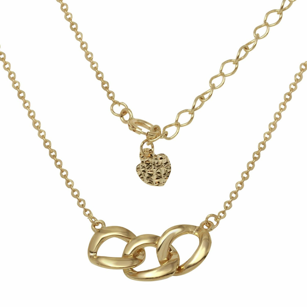 14k Yellow Gold Entwined Chains Adjustable Necklace,size: 16" To 18"