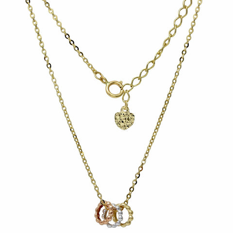 14k Yellow Gold Chains With Yellow,size: White And Rose Gold Circles Weekend Adjustable Necklace,size: 16" To 18"