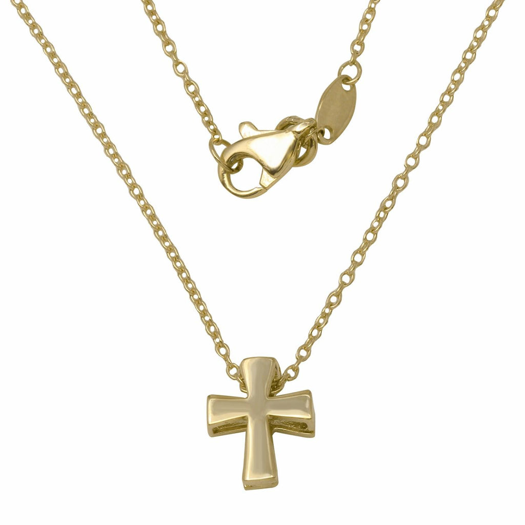 14k Yellow Gold Cross Adjustable Necklace,size: 16 To 18"