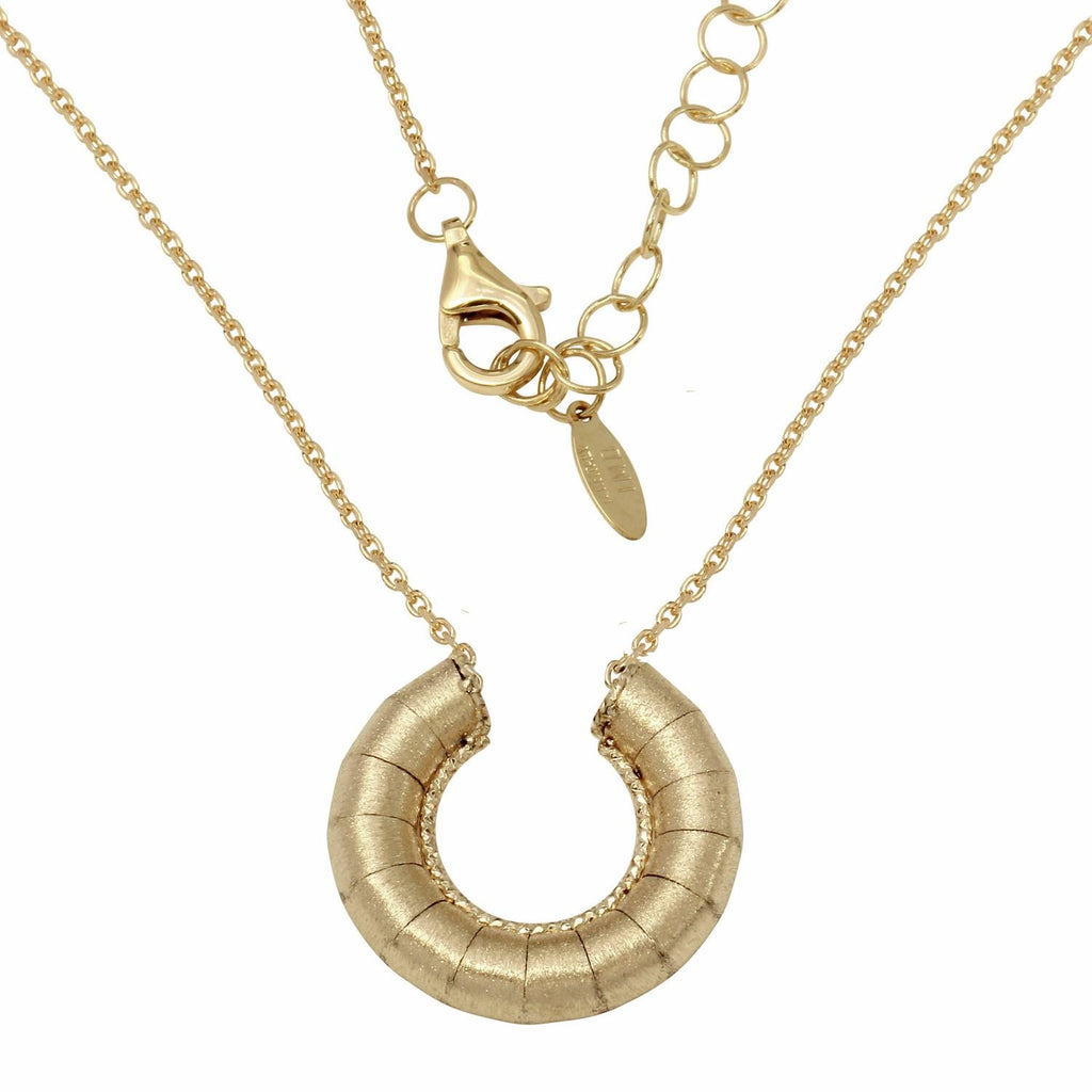 14k Yellow Gold Diamond-cut Satin Torus Pendant Necklace,size: Adjustable 16" To 18"