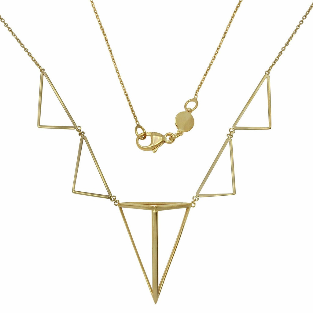 14k Italian Yellow Gold Triangles Fancy Necklace,size: Adjustable 16", 18", 20"