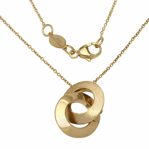 14k Italian Yellow Gold Interwined "i Love You" Circles Fancy Necklace,size: Adjustable 16", 18", 20"