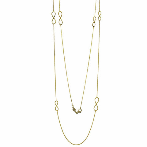 14k Italian Yellow Gold Infinity Symbol Fancy Necklace,size: 36"