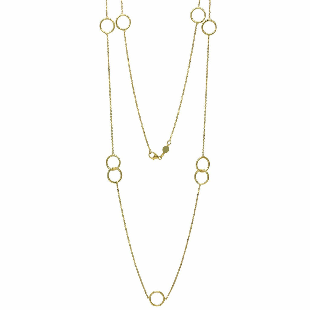 14k Italian Yellow Gold Intertwined Circles Fancy Necklace,size: 36"