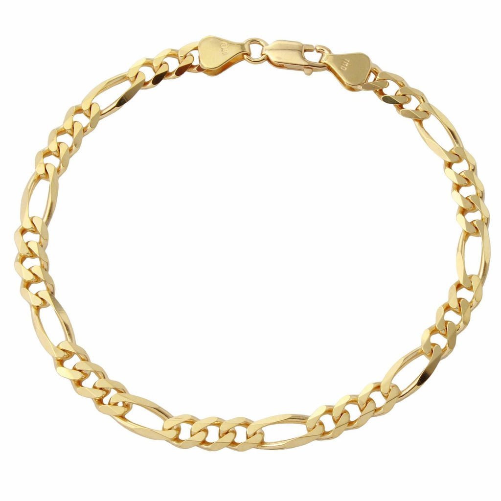 Men's 18k Yellow Gold 5.65mm Figaro Bracelet,size: 8"