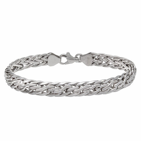 14k White Gold Wheat Link Bracelet,size: 7.25"