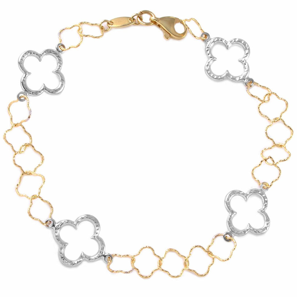 14k White And Yellow Gold Link Bracelet,size: 7.25"