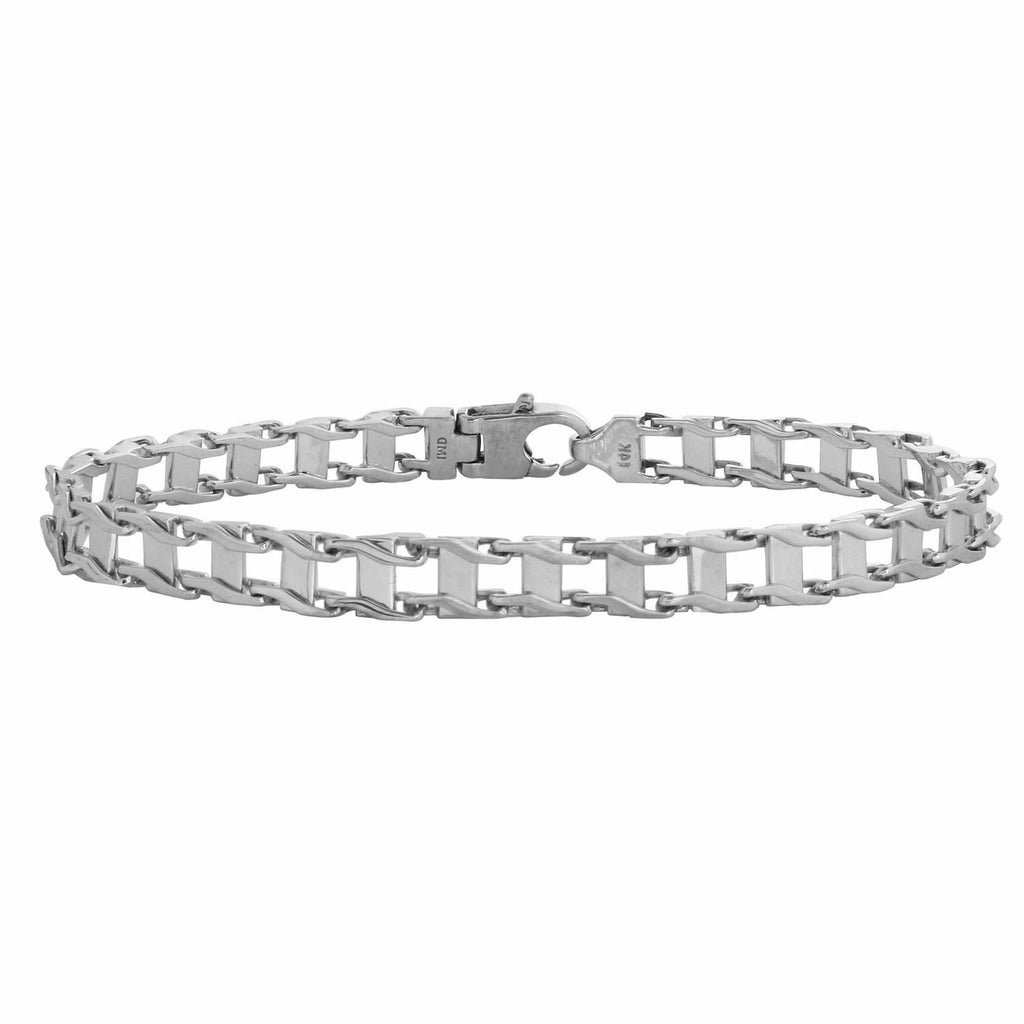 14k White Gold Railroad Bracelet,size: 8.25"