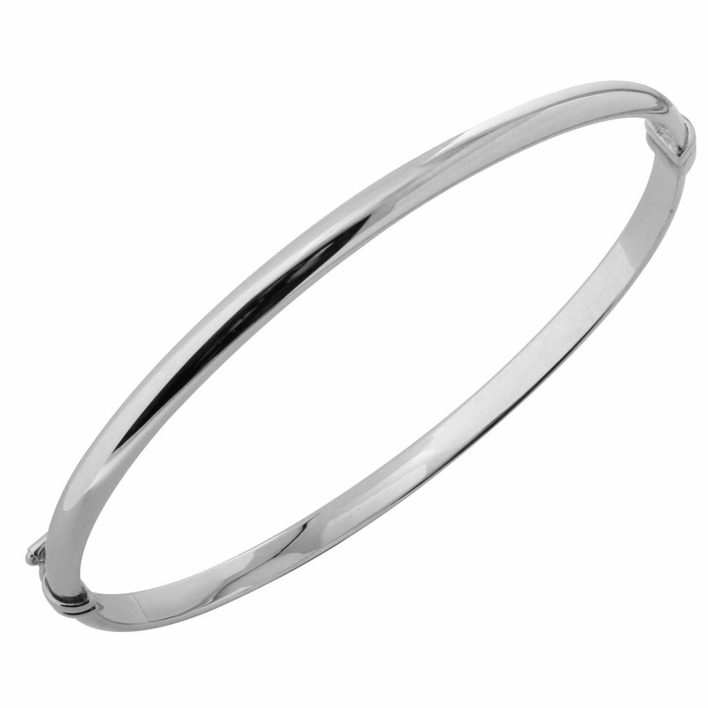 10k White Gold 4mm Polished Dome Bangle Bracelet,size: 2 1-2"