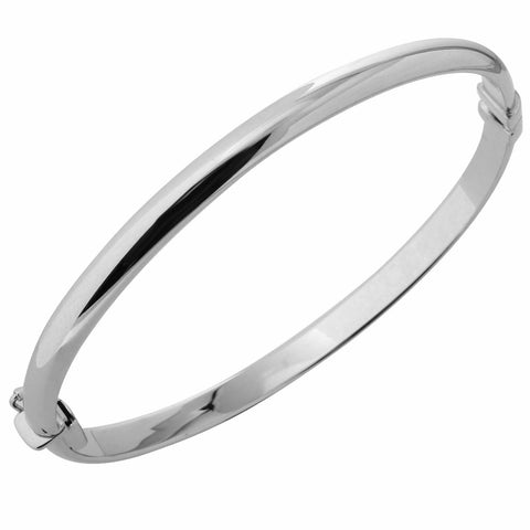 10k White Gold 5mm Polished Dome Bangle Bracelet,size: 2 1-2"