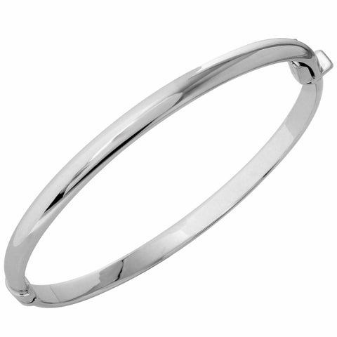 14k White Gold 5mm Polished Dome Bangle Bracelet,size: 2 1-2"