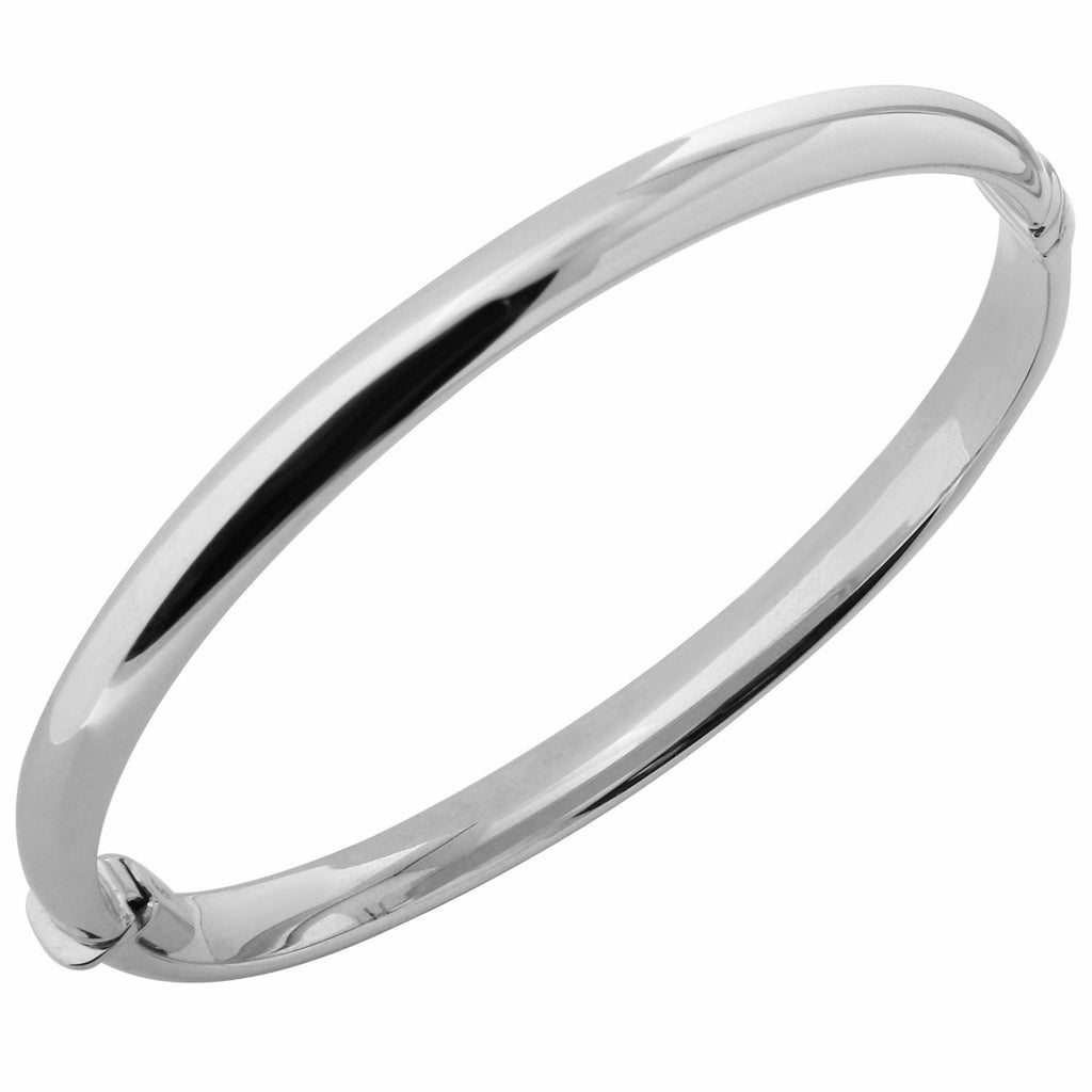 10k White Gold 6.1mm Polished Dome Bangle Bracelet,size: 2 1-2"