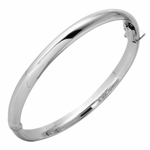 14k White Gold 6.1mm Polished Dome Bangle Bracelet,size: 2 1-2"