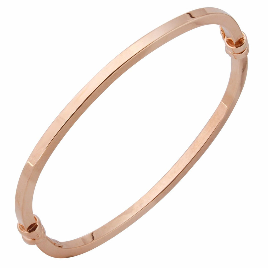 14k Italian Rose Gold Square Tube Bangle Bracelet,size: 7"