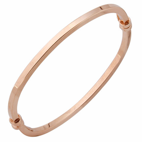 14k Italian Rose Gold Square Tube Bangle Bracelet,size: 7"