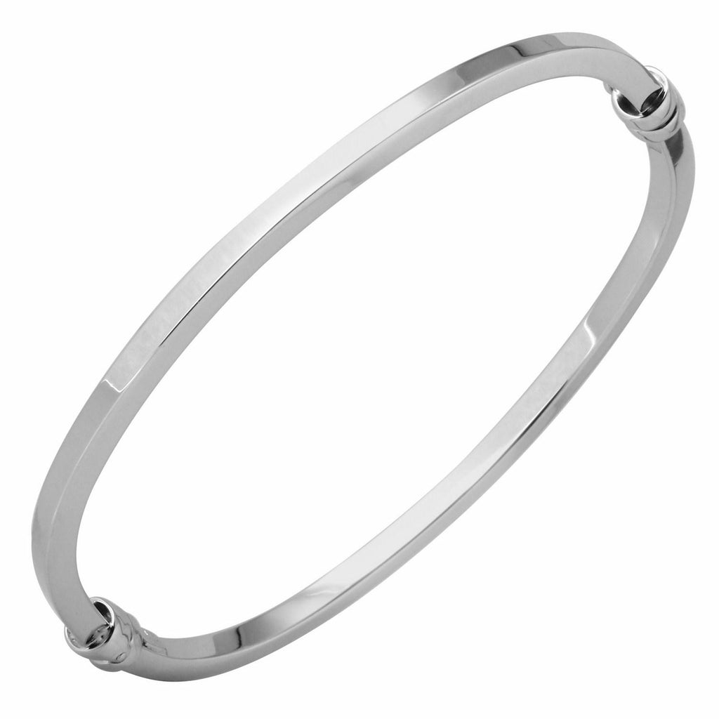 14k Italian White Gold Square Tube Bangle Bracelet,size: 7"