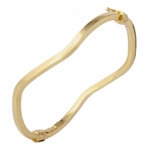 14k Italian Yellow Gold Square Tube Twisted Bangle Bracelet,size: 7"