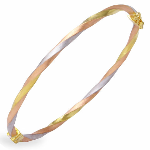 14k Tri-color Gold Twist Bangle