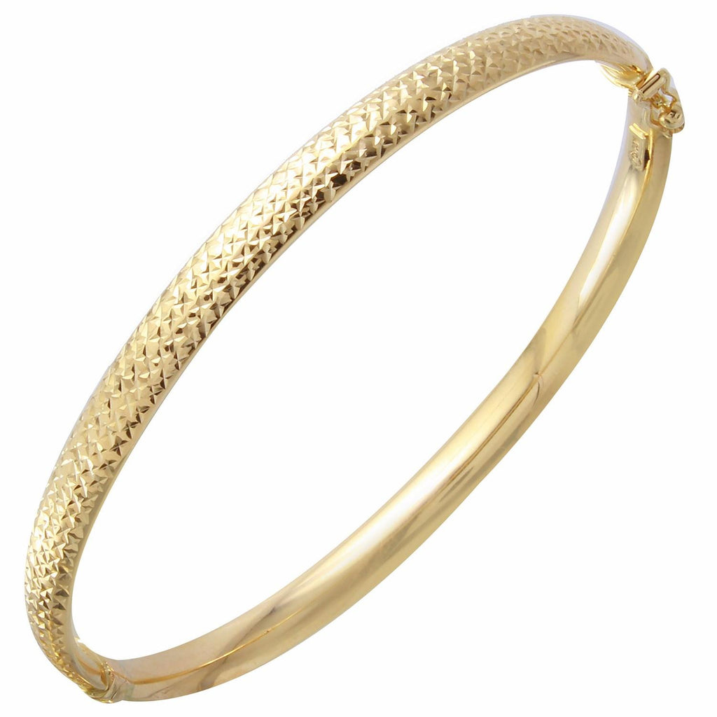 14k Yellow Gold D-cut Bangle Bracelet,size: 7"