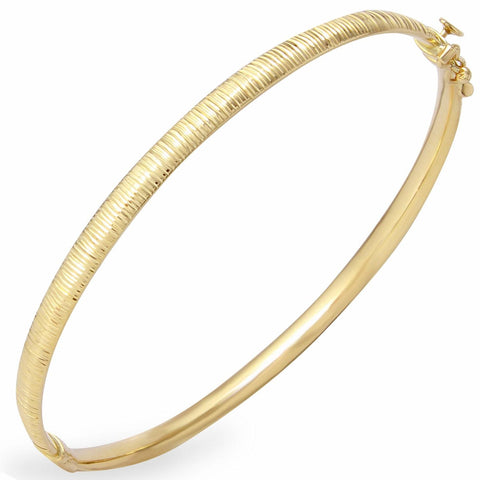 14k Yellow Gold Diamond Cut Bangle Bracelet