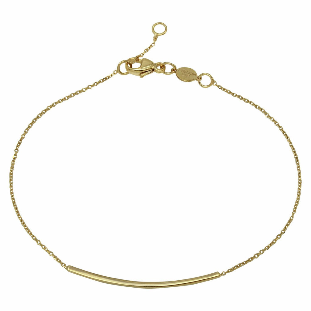 14k Italian Yellow Gold Curved Bar Fashion Bracelet,size: Adjustable 7" To 7.5"