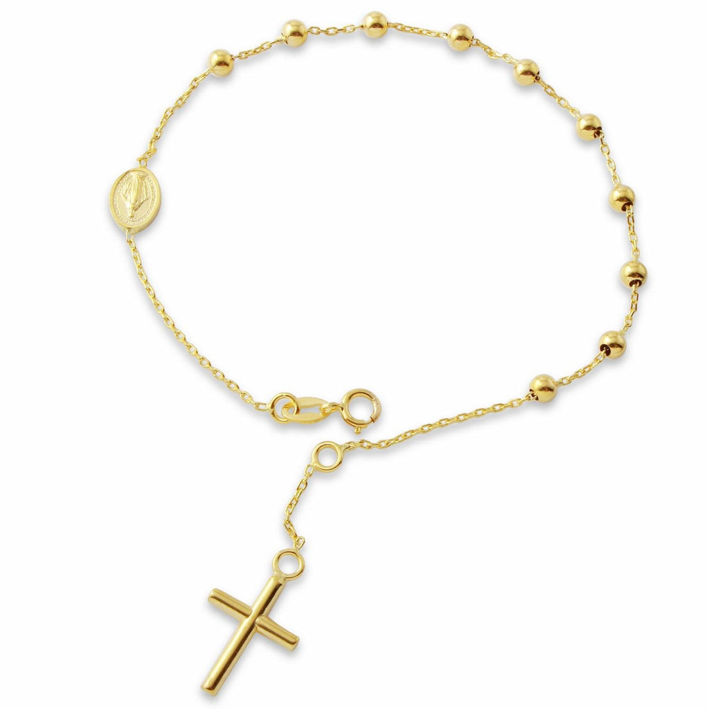 14k Yellow Gold Italian Rosary Bracelet,size: 7"-7.5"