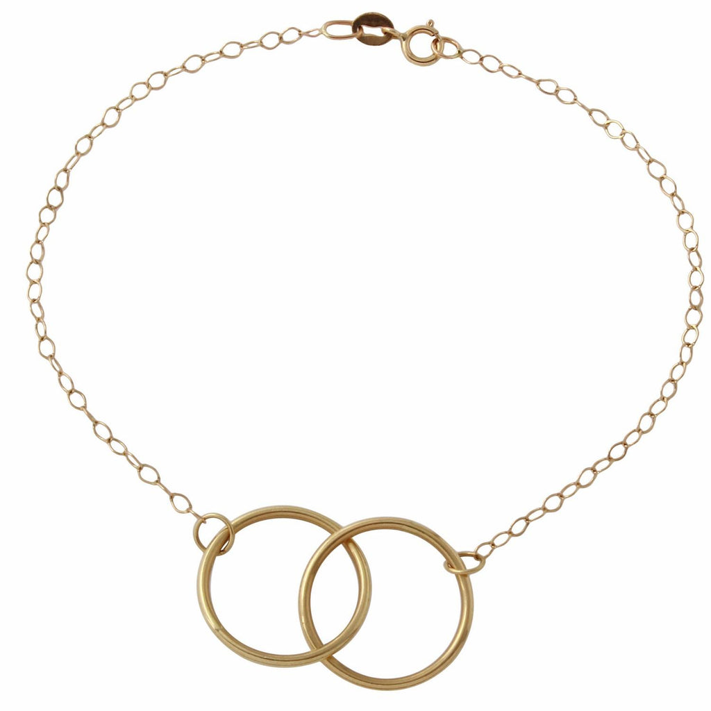 14k Italian Yellow Gold Rolo Double Circle Bracelet,size: 7.25"