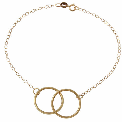 14k Italian Yellow Gold Rolo Double Circle Bracelet,size: 7.25"