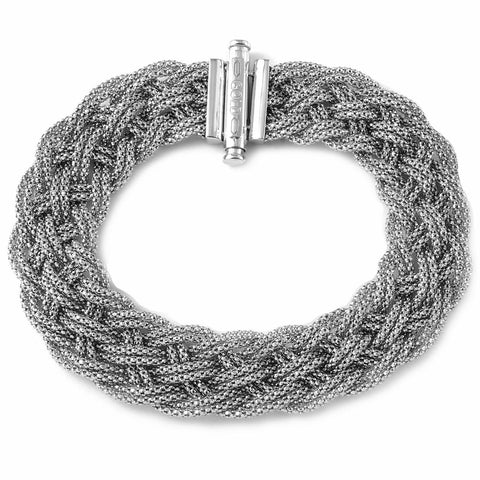 14k Italian White Gold Mesh Stretch Bracelet