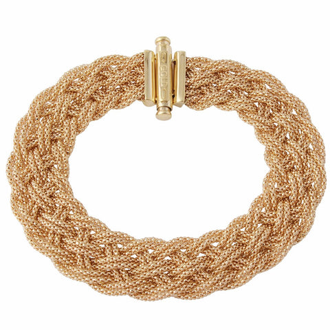 14k Italian Yellow Gold Mesh Stretch Bracelet