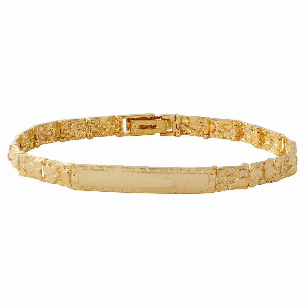 Men's 14k Yellow Gold Nugget Identification Bracelet,size: 8.5"