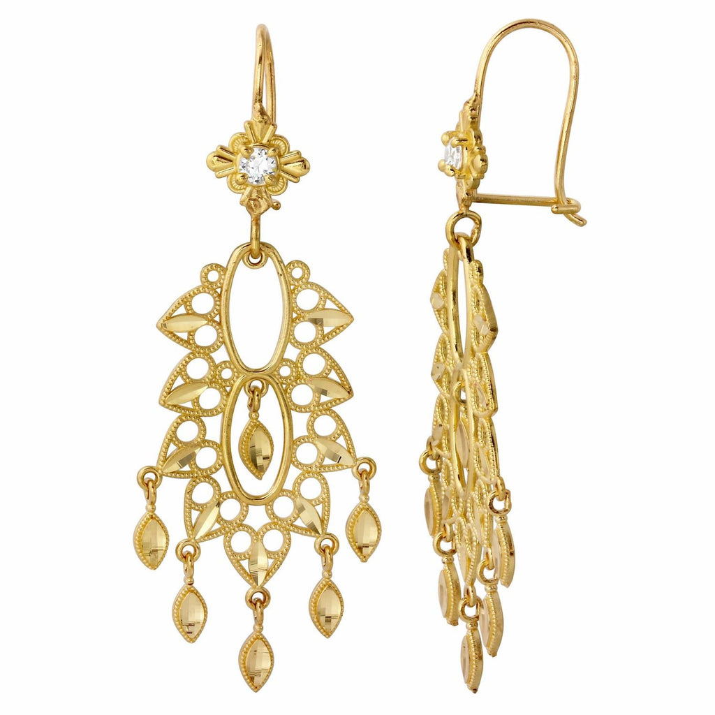 14k Yellow Gold Chandelier Earrings (1 3-4" X 1-2")