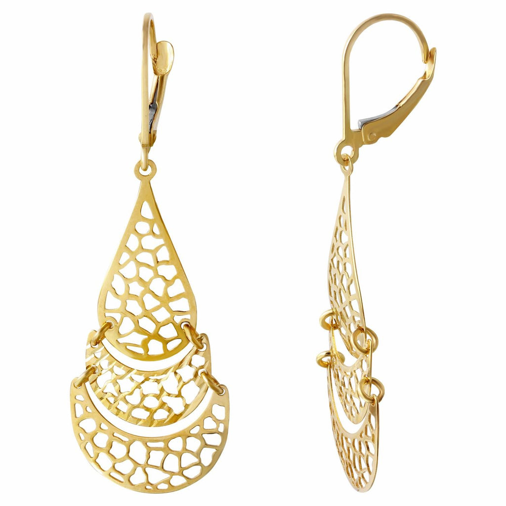 14k Yellow Gold Chandelier Love Earrings