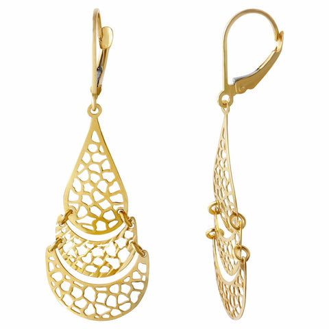 14k Yellow Gold Chandelier Love Earrings