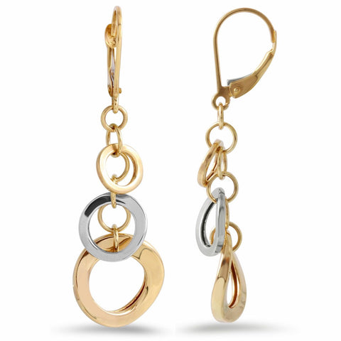 14k Two Tone Gold Dangle Earrings