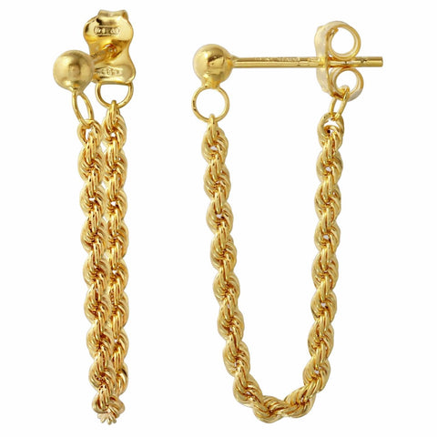 14k Italian Yellow Gold Dangling Rope Earrings