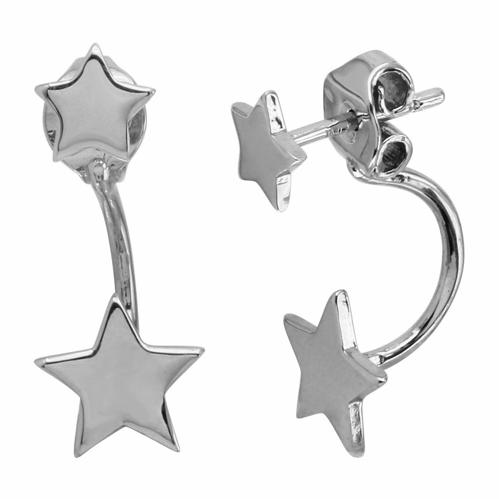 14k Italian White Gold Star Earrings