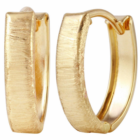 14k Yellow Gold Diamond Cut Huggie Earrings