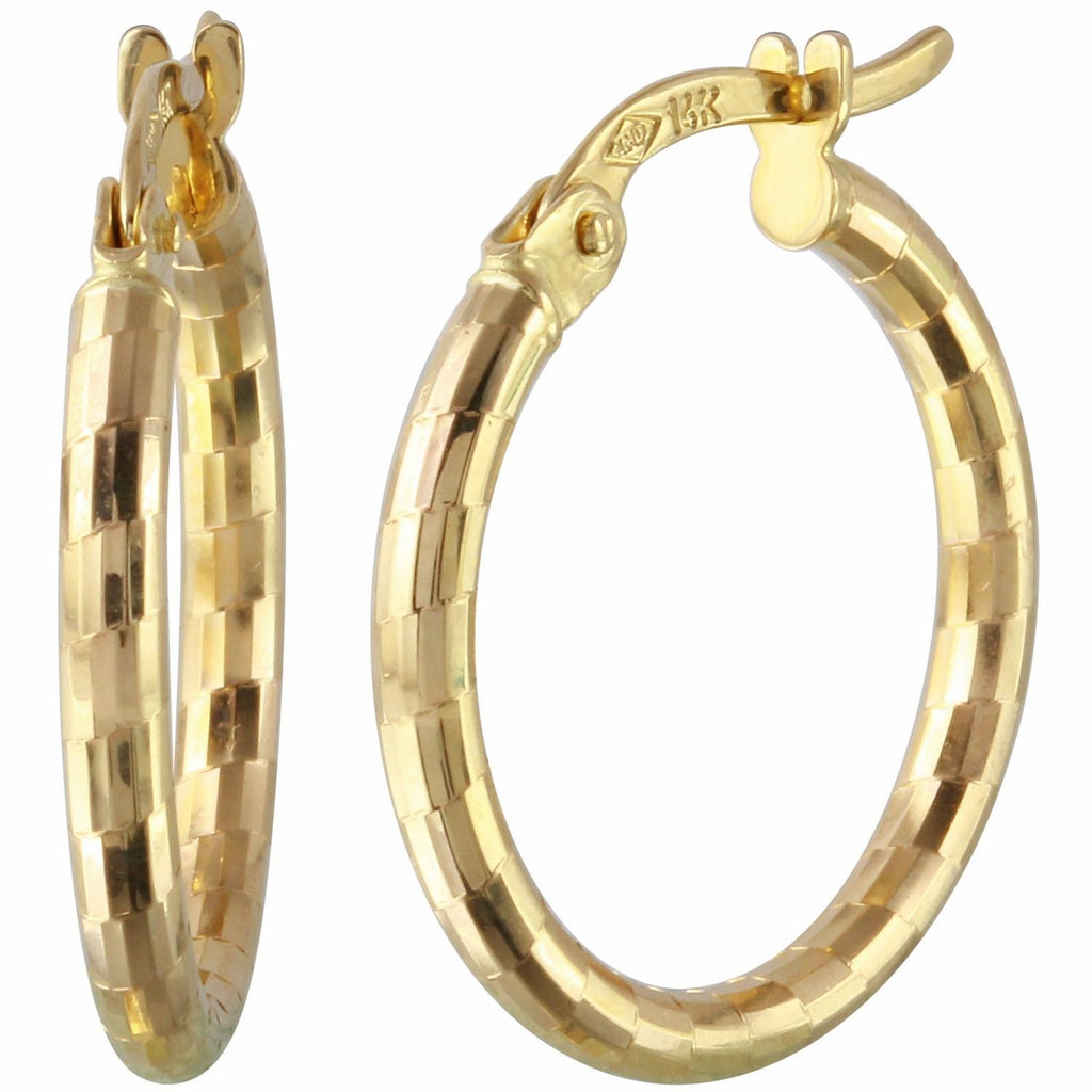 14k Yellow Gold Fancy Hoop Earrings