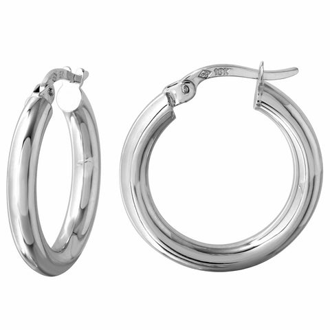 18k White Gold 3mm 0.75" Click-top Round Hoop Earrings