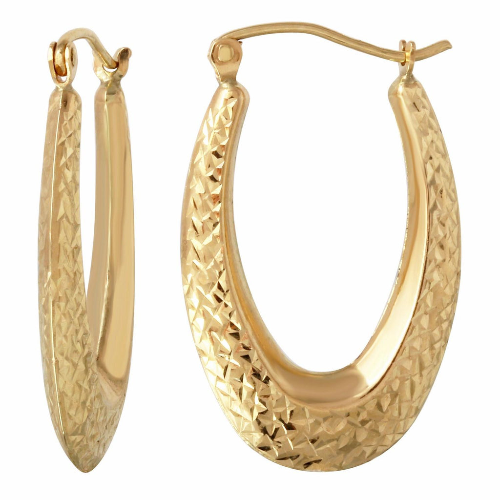 14k Yellow Gold D-cut Hoop Earrings