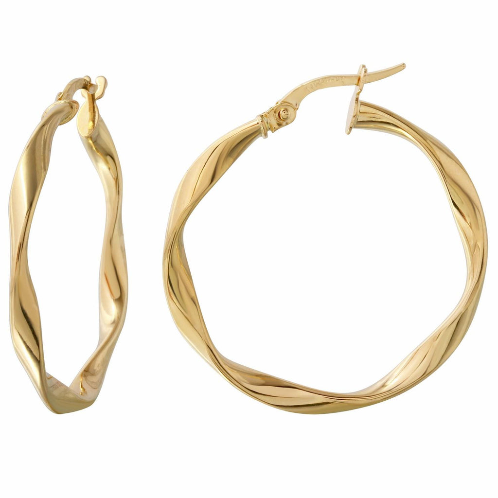 14k Yellow Gold Italian Twist Hoop Earrings