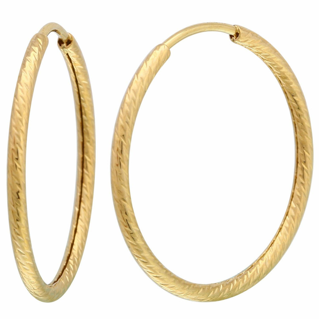 14k Yellow Gold D-cut Medium Hoop Earrings