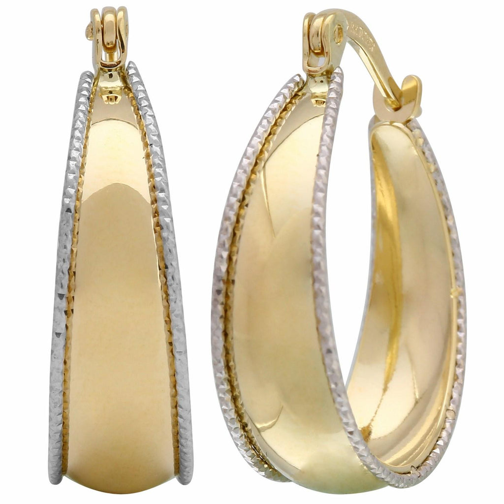 14k Two-tone Gold High Polished Hoop Earrings