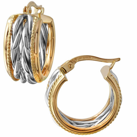 14k Two Tone Gold Hoop Earrings